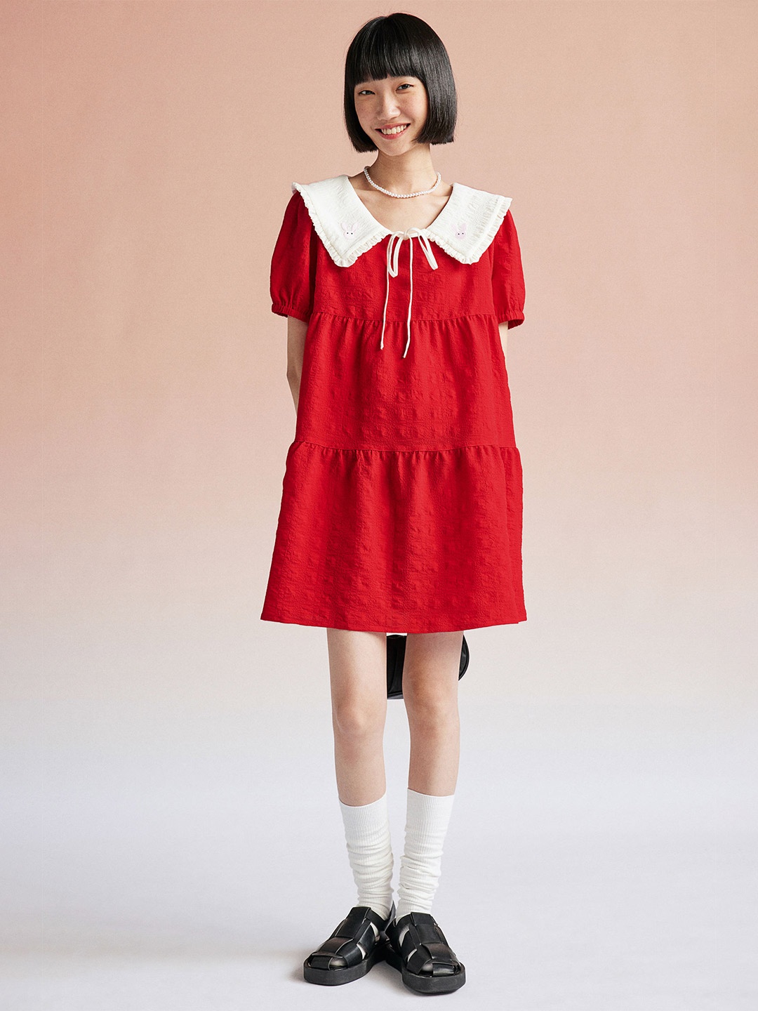 

H&M Collared Crpe Dress, Red