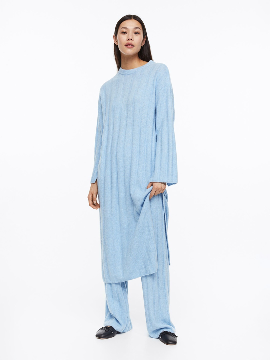 H&M Oversized Rib-Knit Dress, Blue