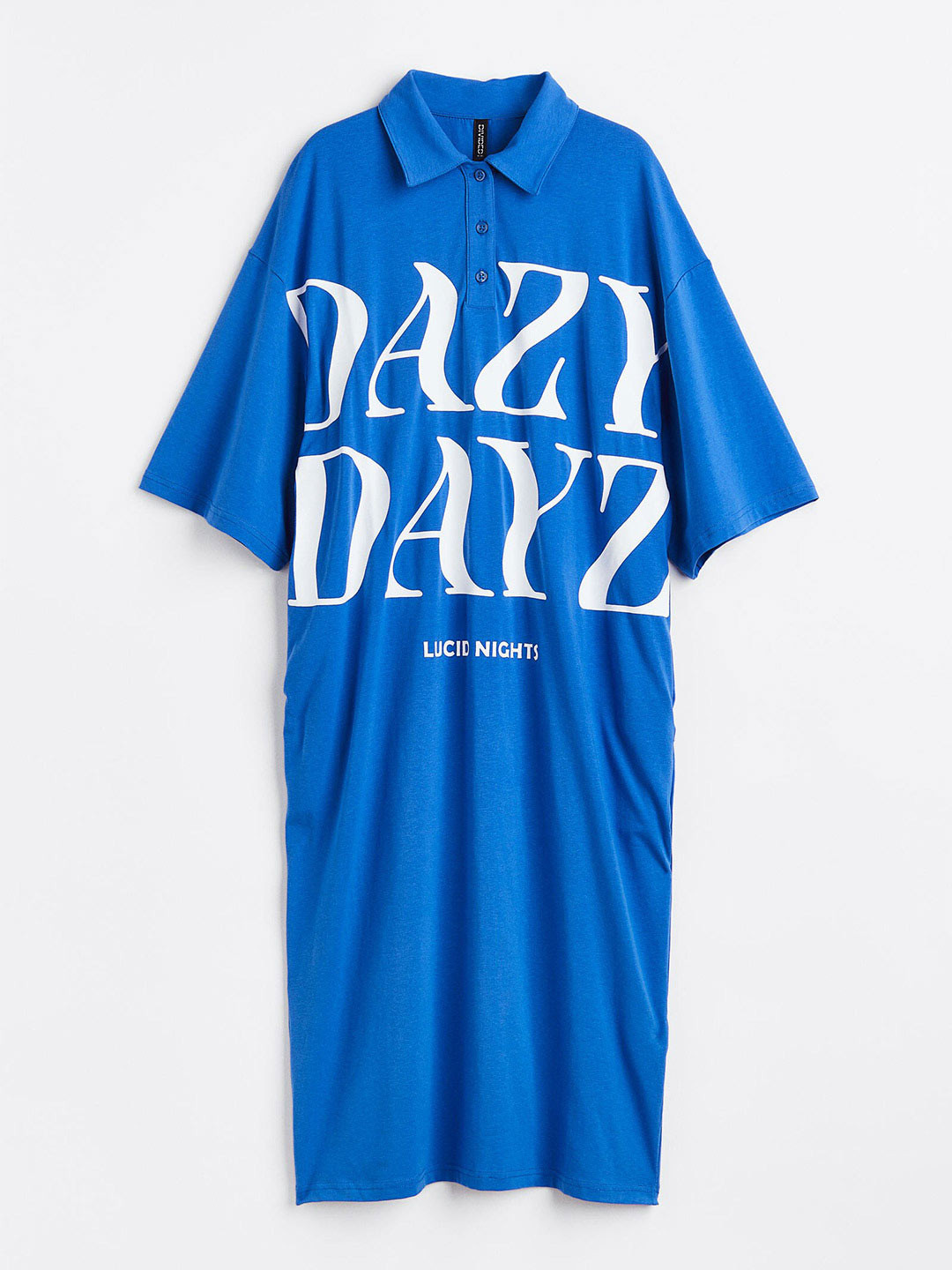

H&M Pure Cotton Oversized Polo Shirt Dress, Blue