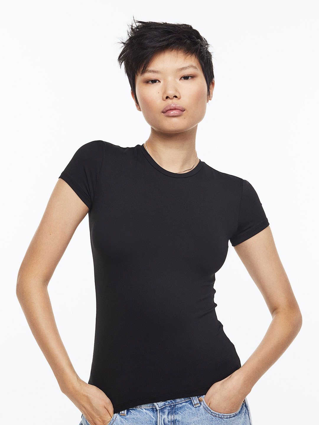 

H&M Women Fitted T-shirt, Black