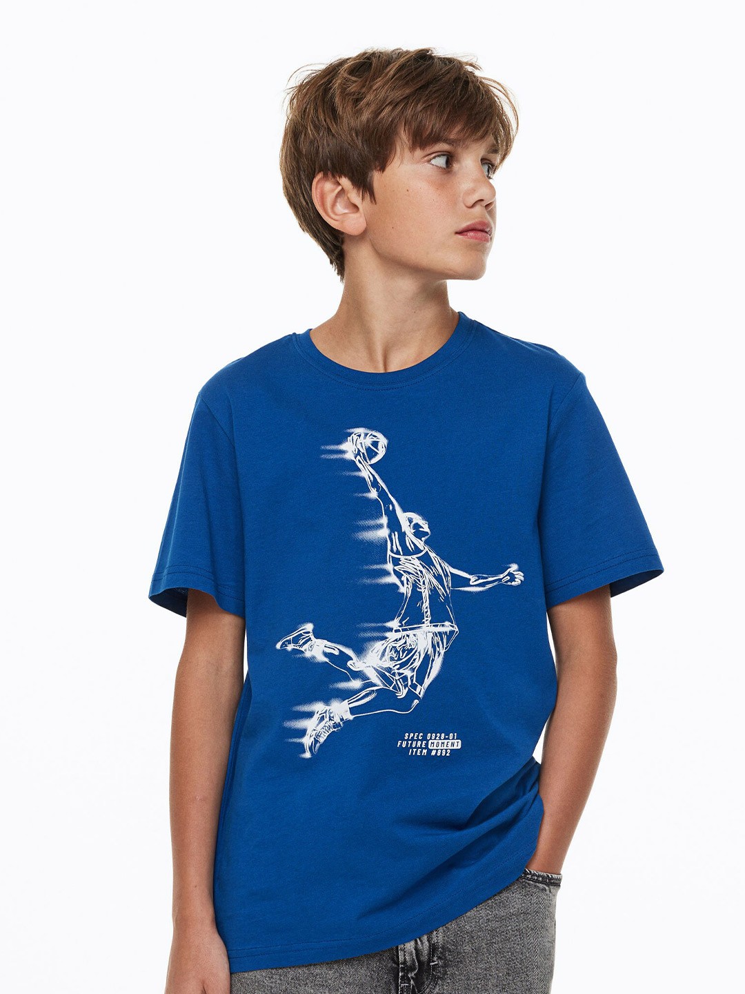 

H&M Boys Printed Cotton T-Shirt, Blue