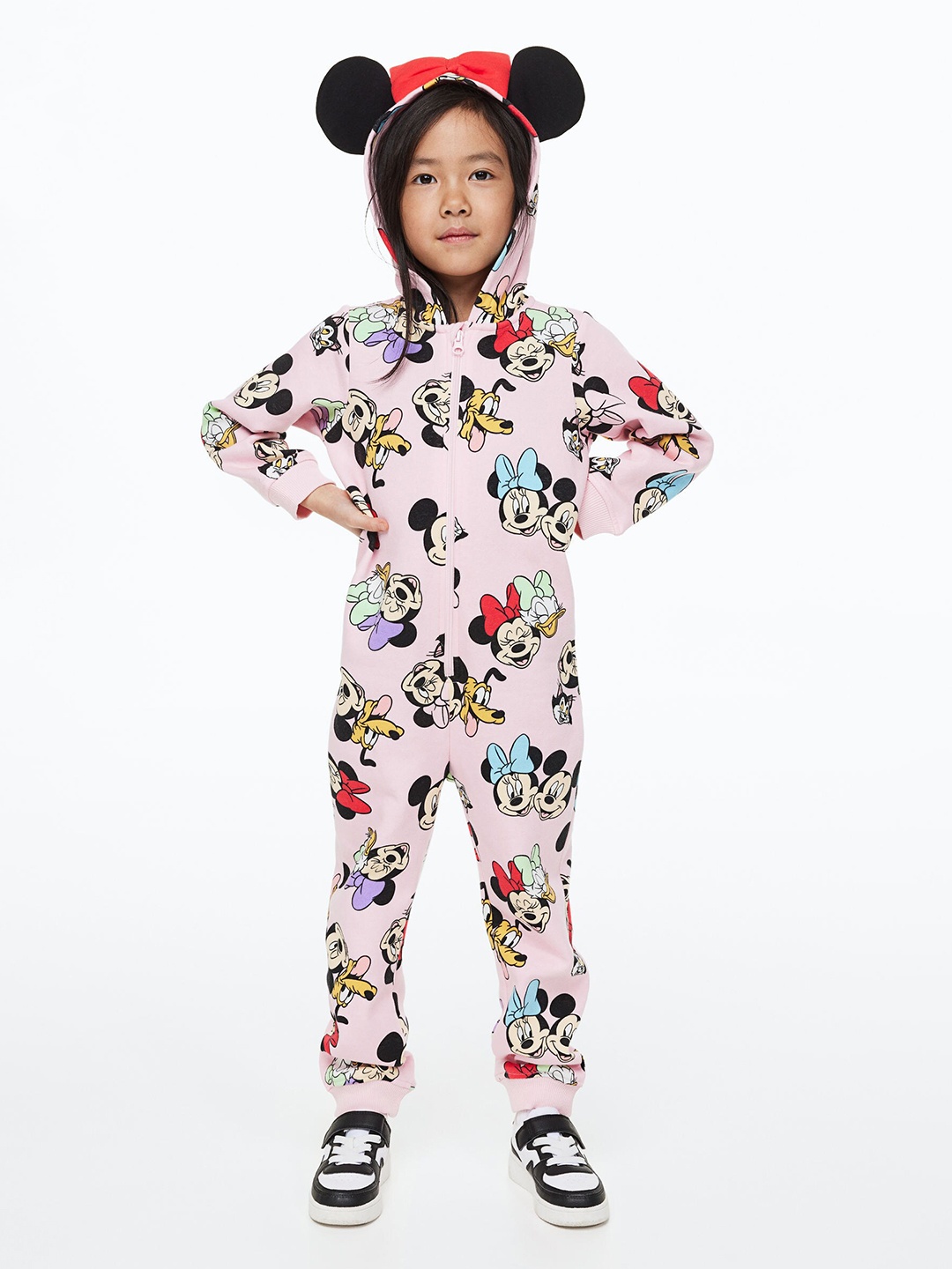 

H&M Girls Patterned Sweatshirt All-In-One Suit, Pink