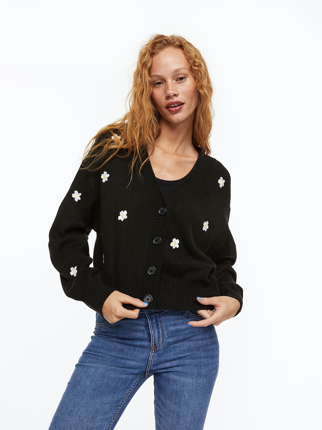 

H&M Women V-Neck Acrylic Cardigan, Black