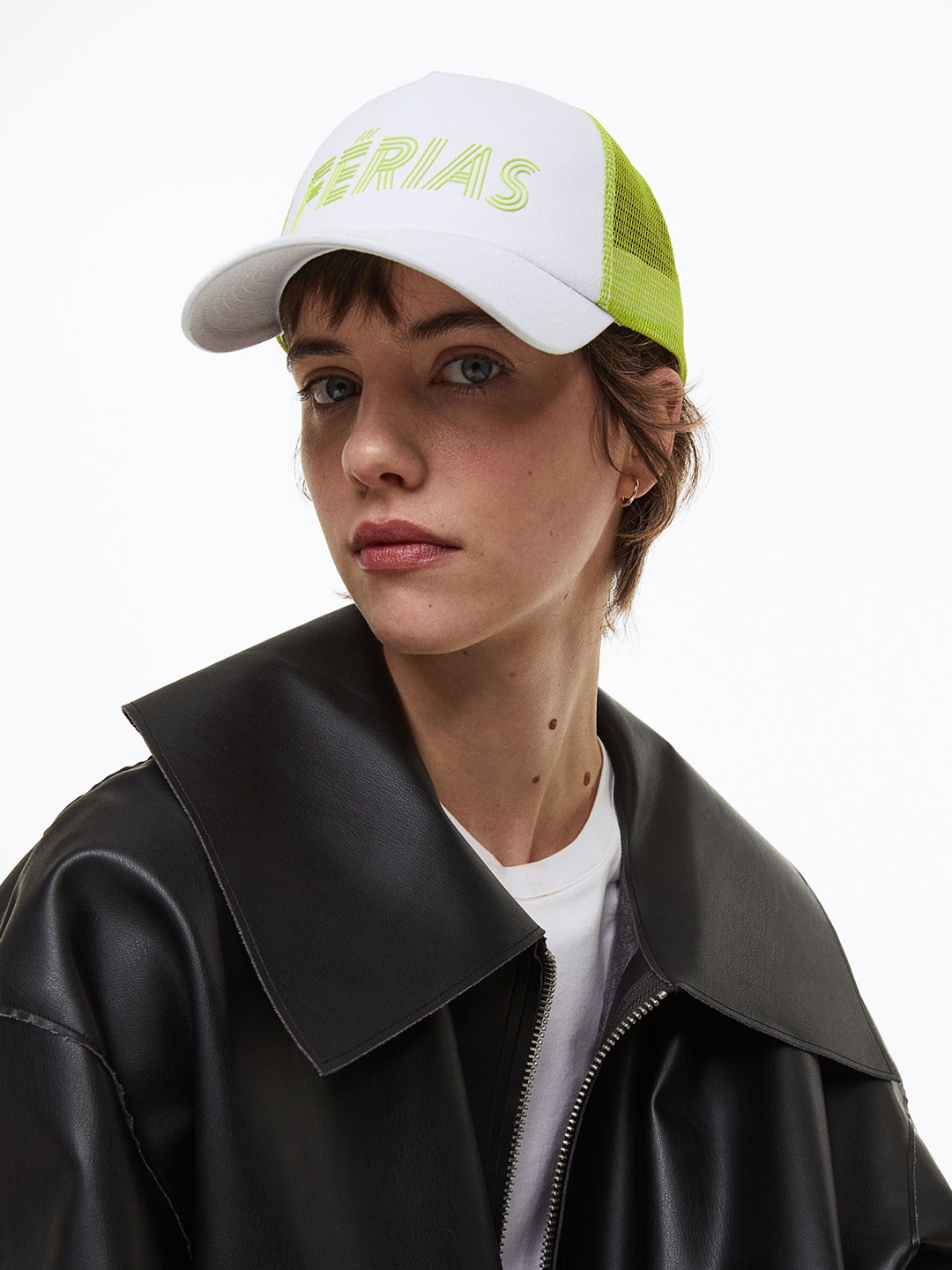 

H&M Women Printed Trucker Cap, Lime green