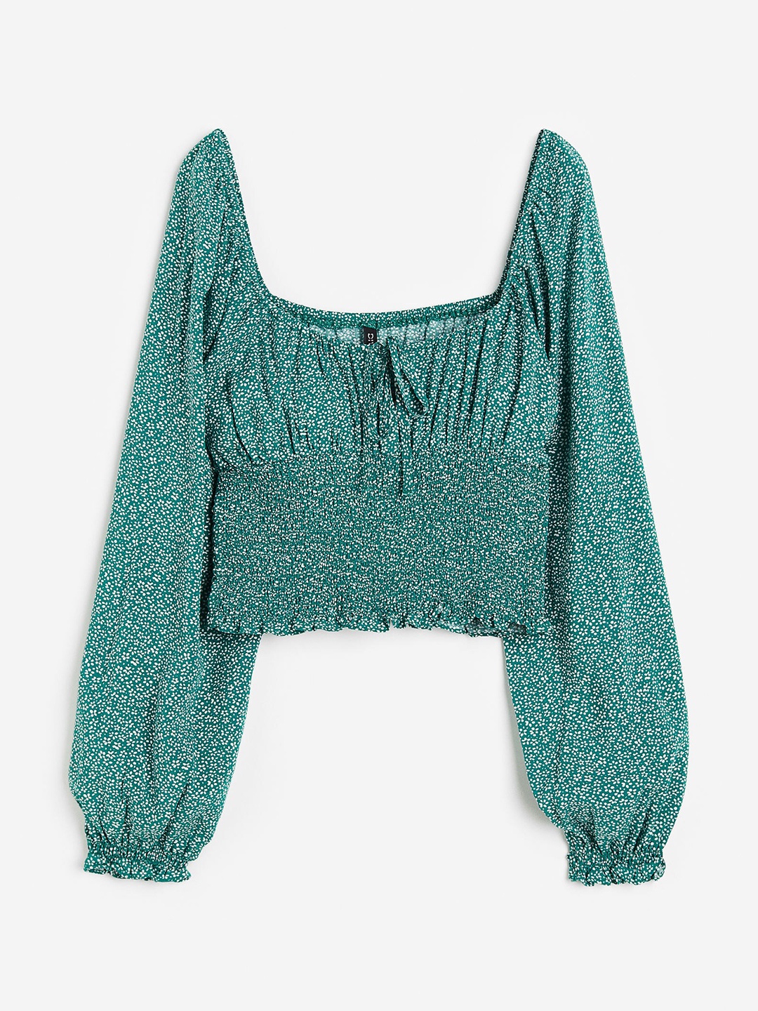 

H&M Smocked Blouse, Green