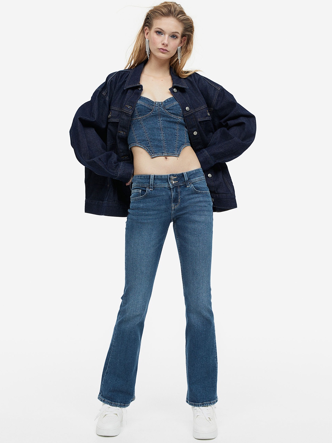 

H&M Women Flared Low Jeans, Blue