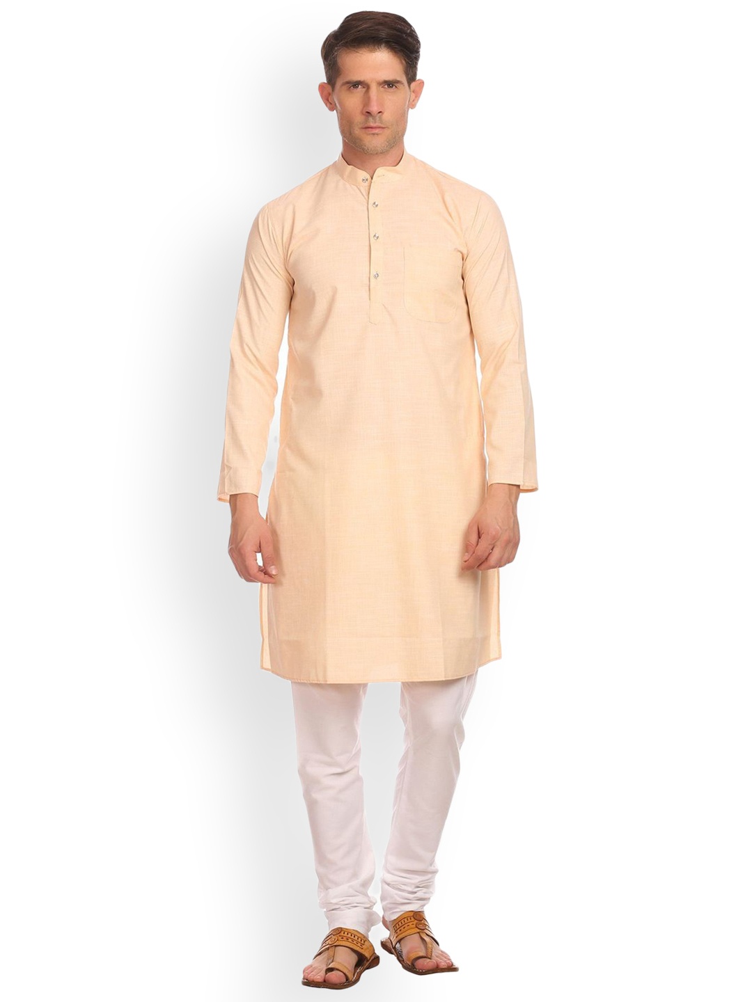 

Wintage Men Cream & Peach Solid Kurta with Pyjamas