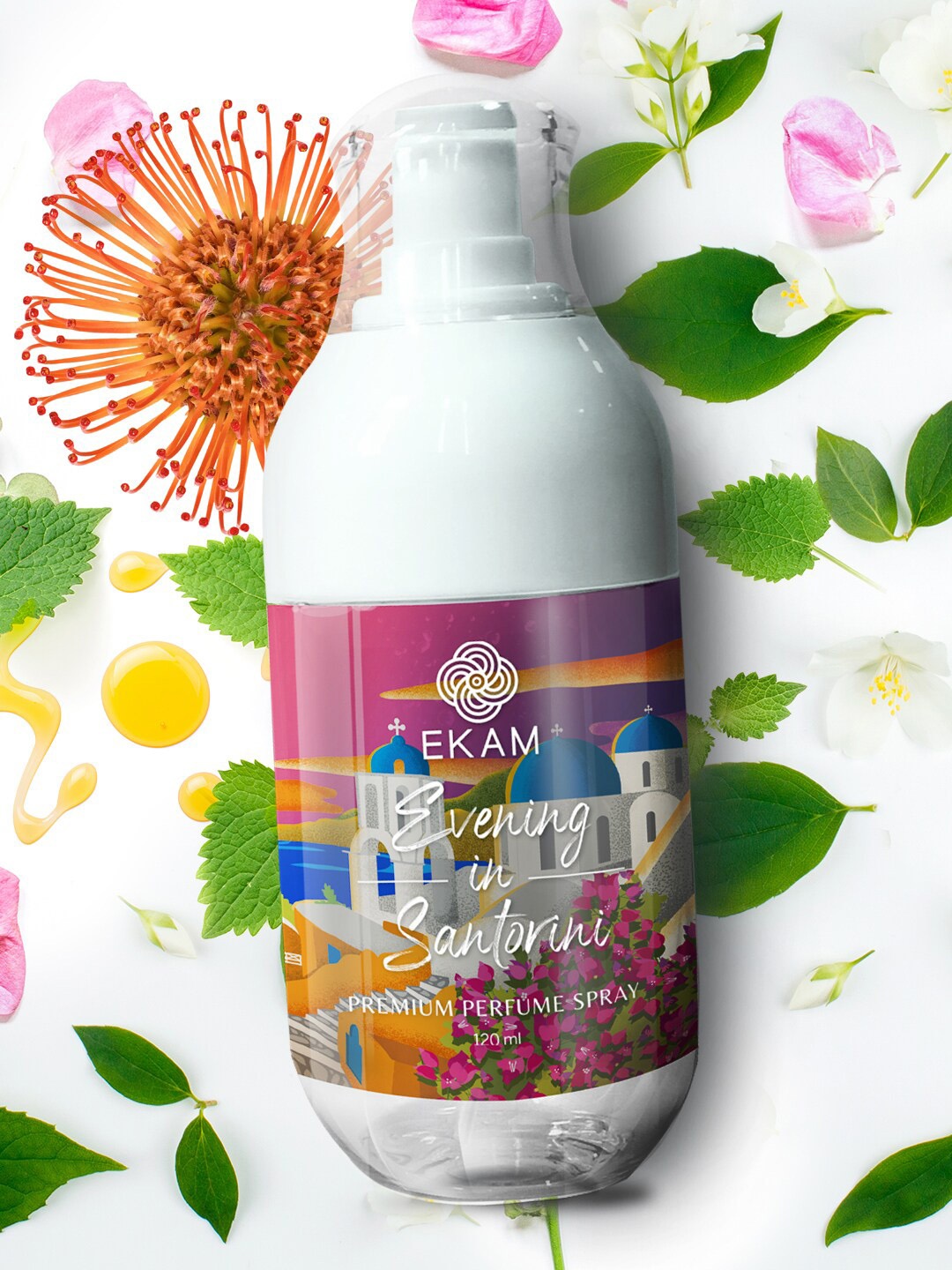 Ekam Evening In Santorini Daytime Fragrance Premium Perfume - 120 ml, Magenta