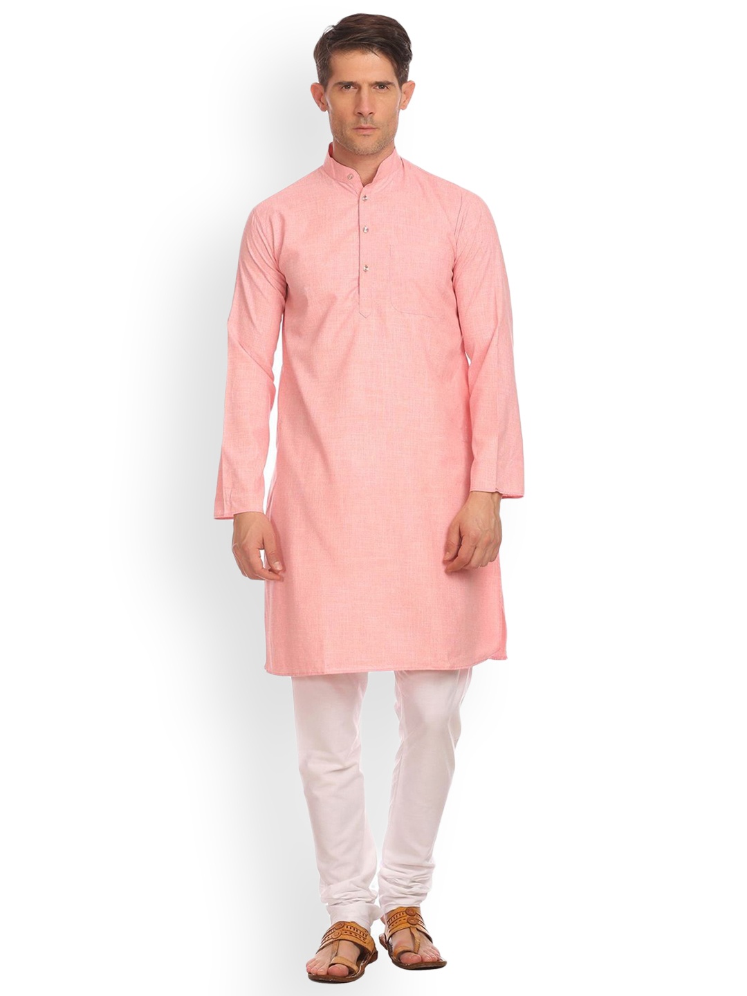 

Wintage Men Pink Solid Kurta with Pyjamas