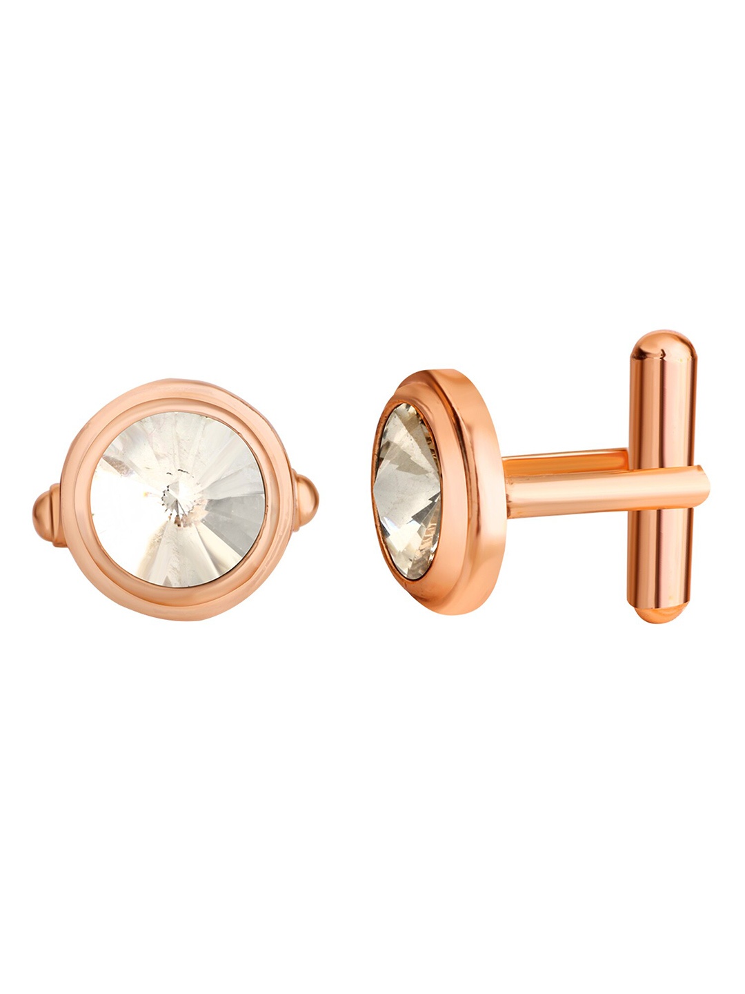 

Mahi Round Crystal Cufflink, Rose gold