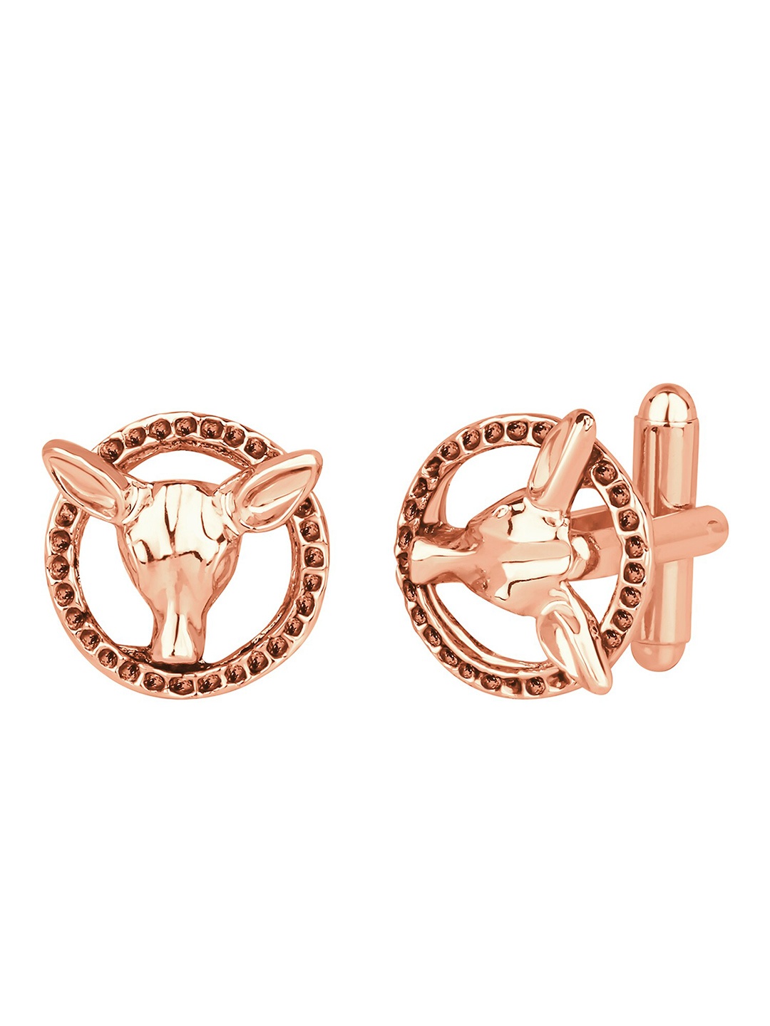 

Mahi Rose Gold-Plated Deer Face Shaped Cufflinks, Red