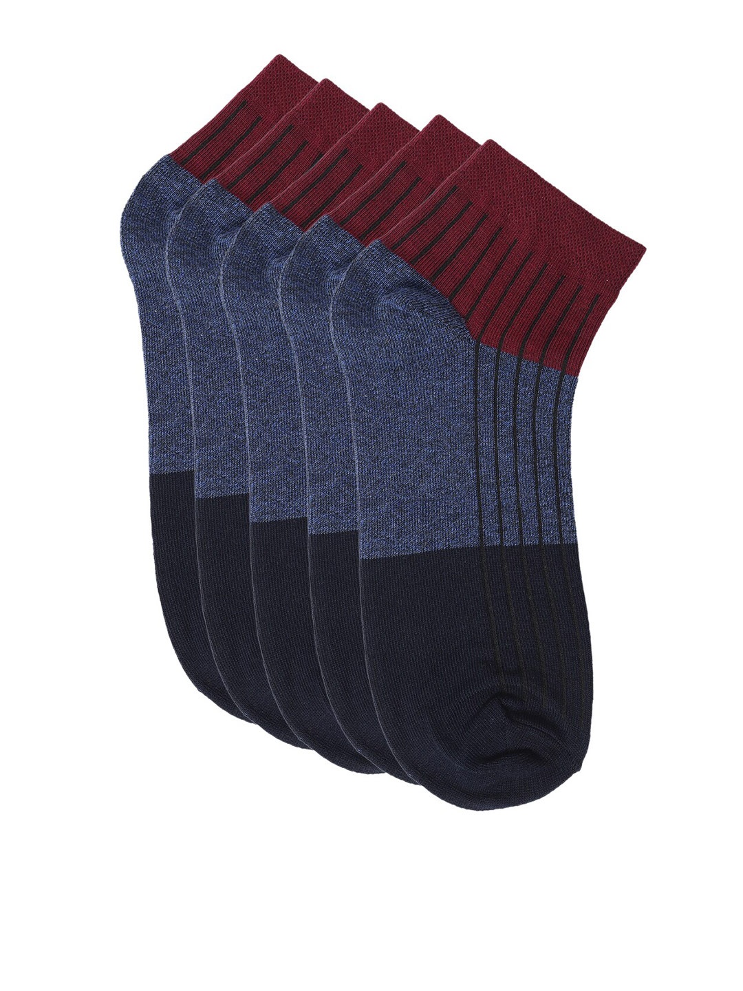 

Cantabil Men Pack of 5 Colourblocked Cotton Ankle Length Socks, Maroon