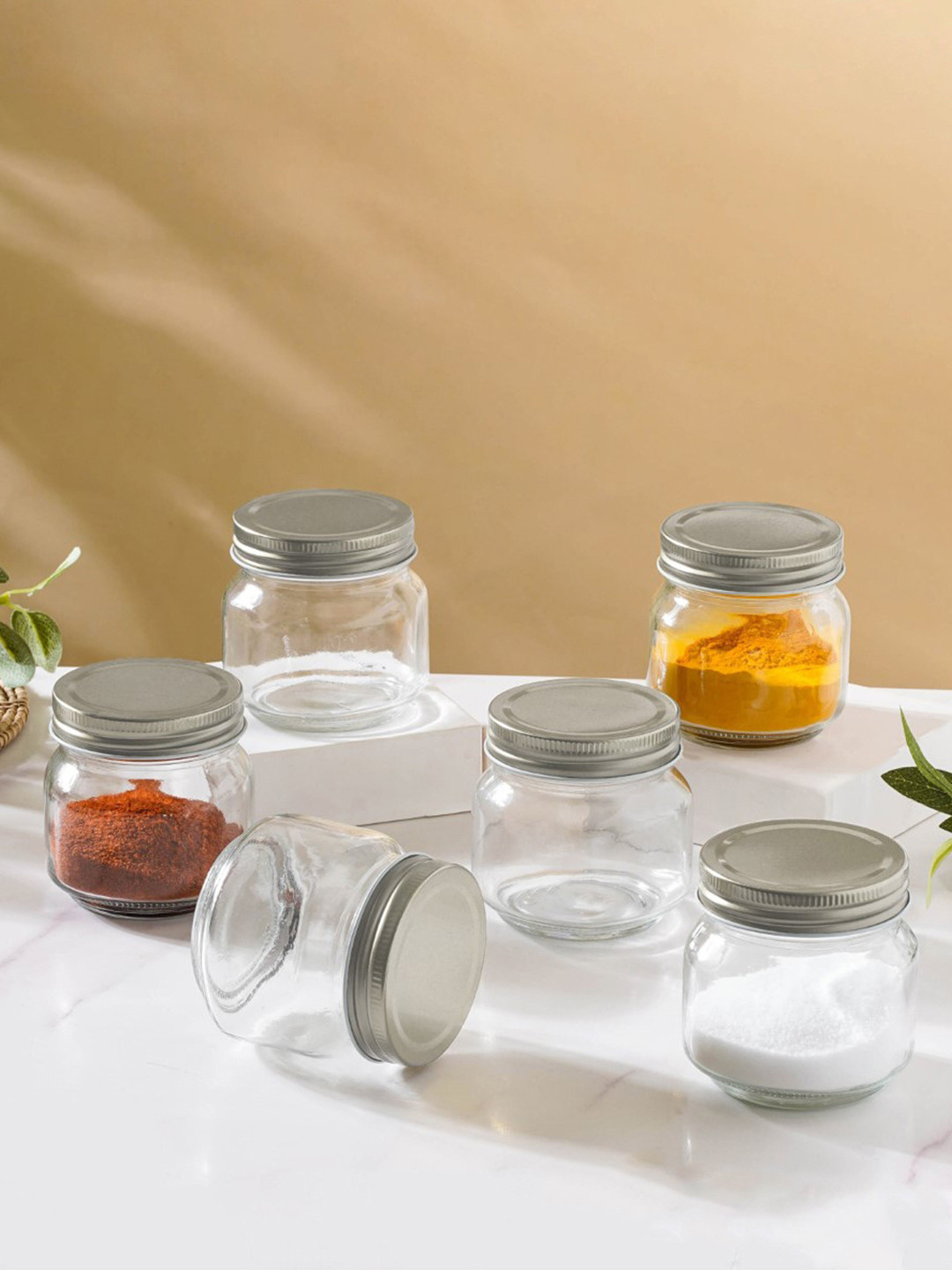 

Nestasia Transparent 6 Pcs Glass Spice Jar With Lid 200 ml Each