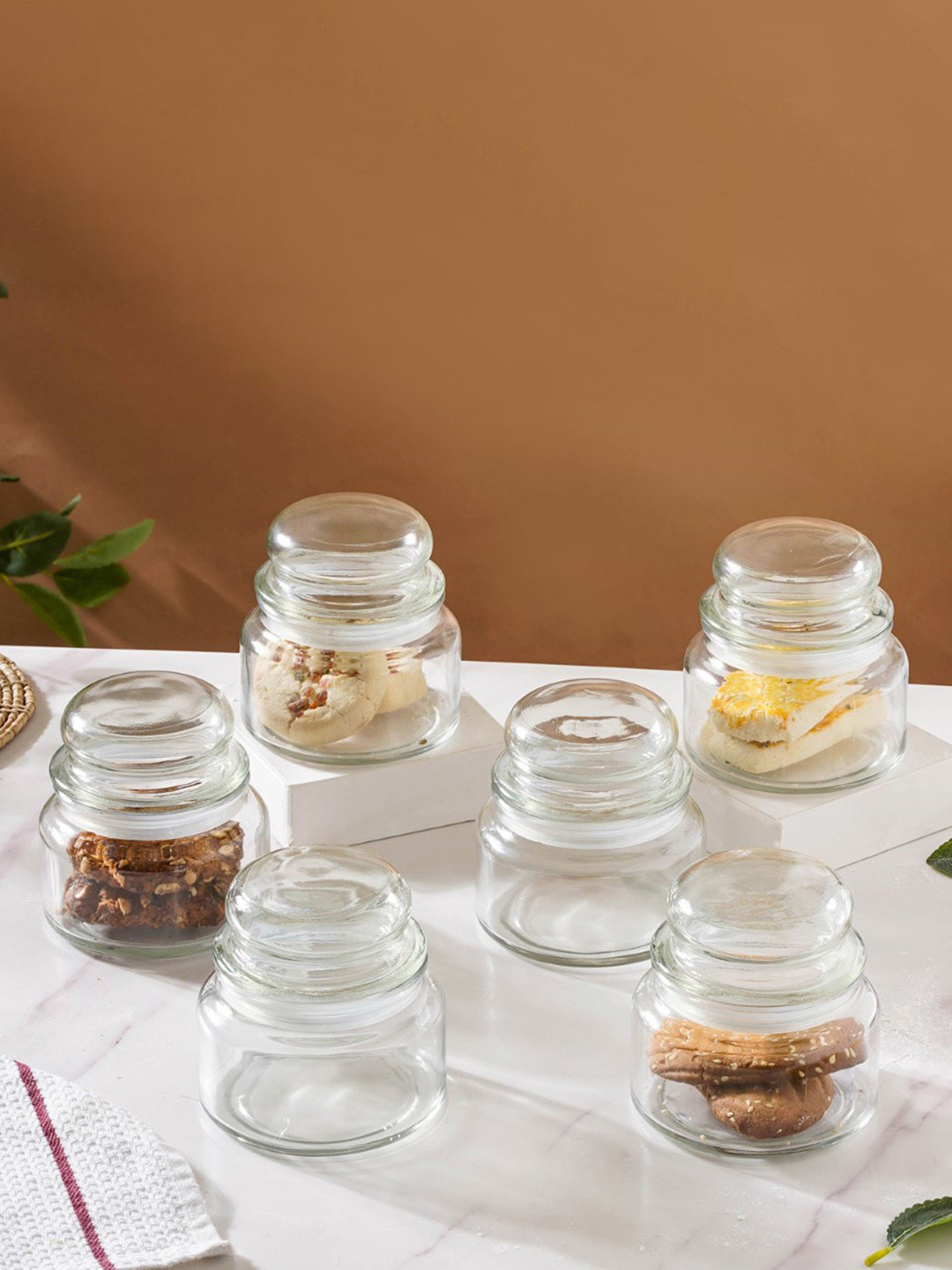 

Nestasia Modern Transparent 6 Pcs Small Glass Jar 250 ml Each