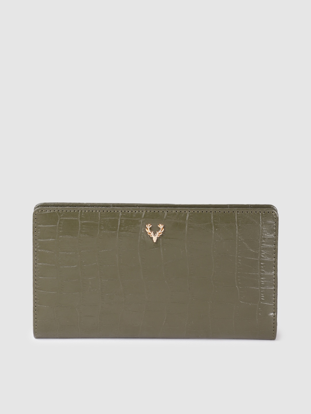 

Allen Solly Women Crocodile Textured PU Two Fold Wallet, Olive