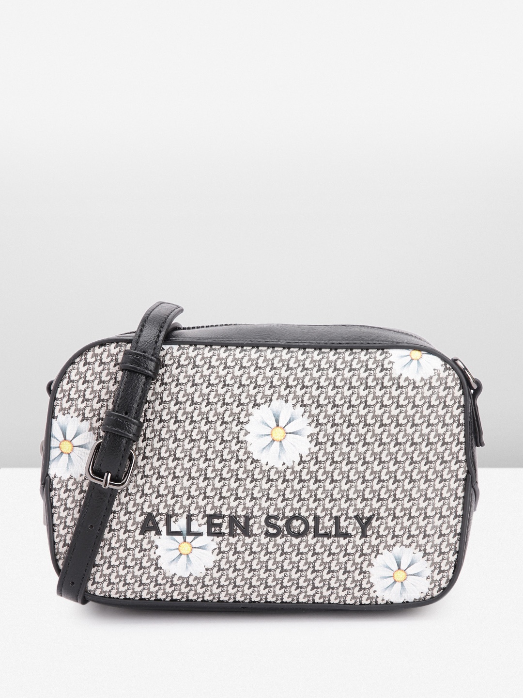 

Allen Solly Floral Printed Structured Sling Bag, Black