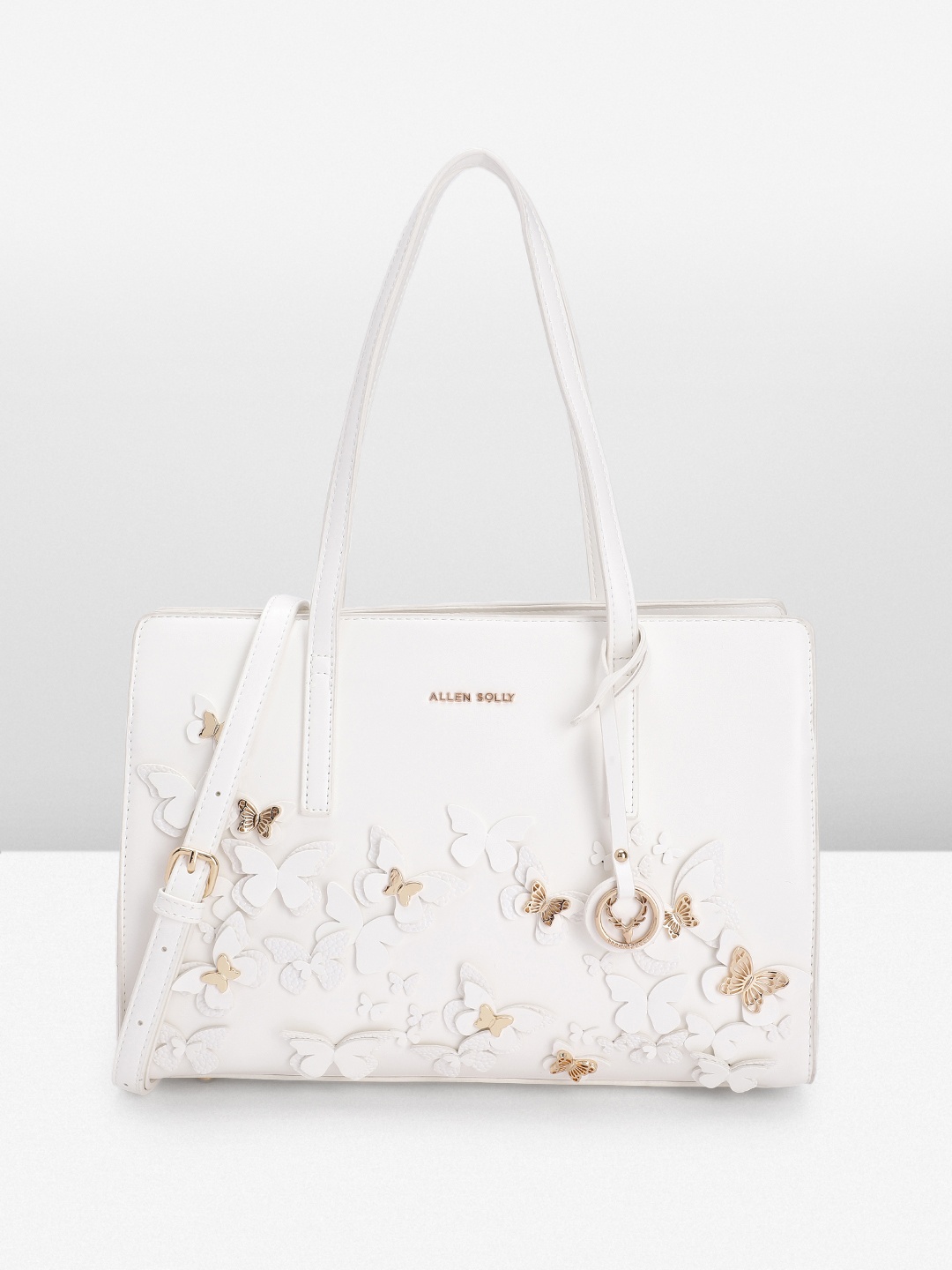 

Allen Solly Embellished Structured Shoulder Bag with Butterfly Applique, White