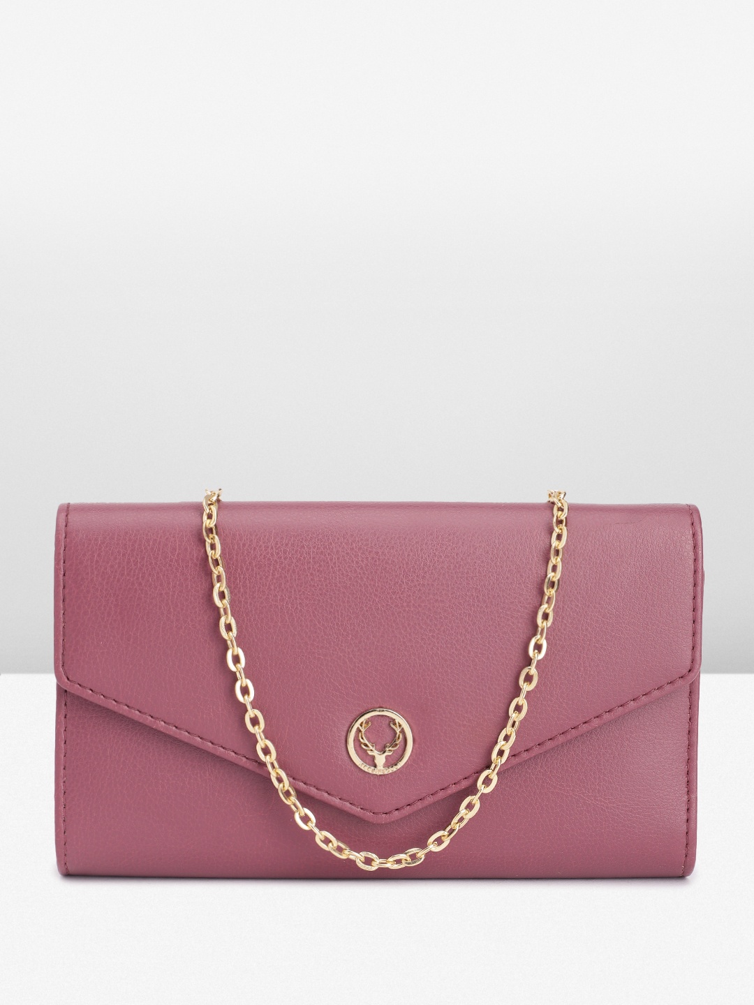 

Allen Solly Women Solid PU Three Fold Wallet With Sling Strap, Mauve