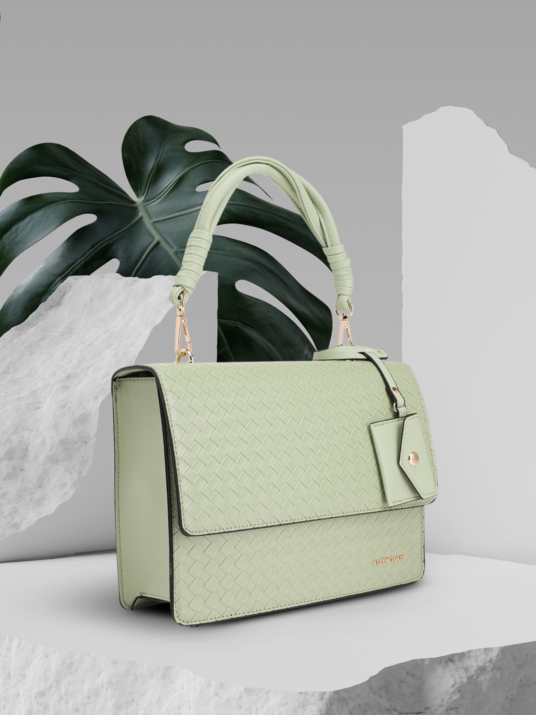 

Allen Solly Textured Structured Satchel, Green