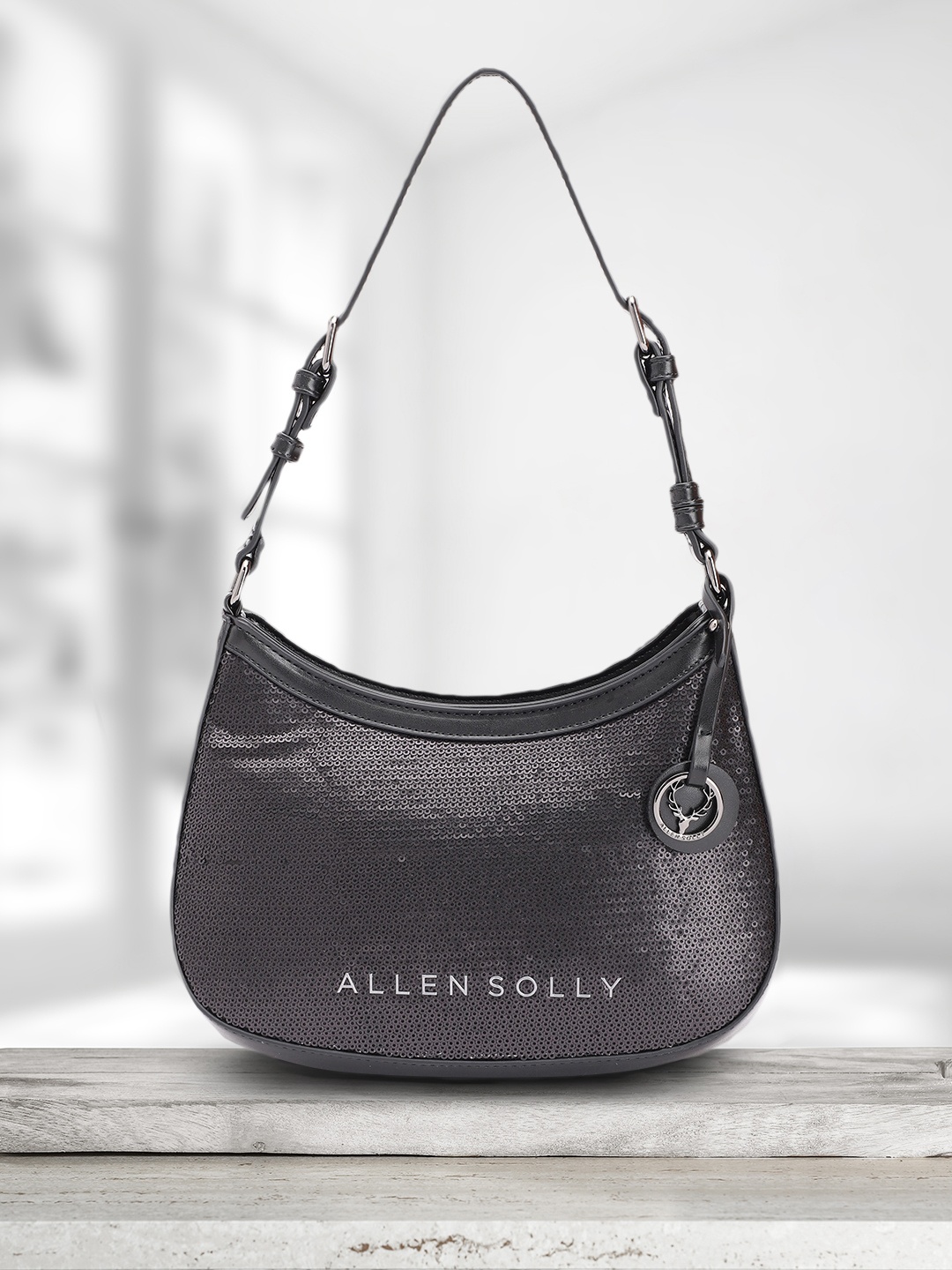 

Allen Solly Sequin Embellished Structured Shoulder Bag, Black