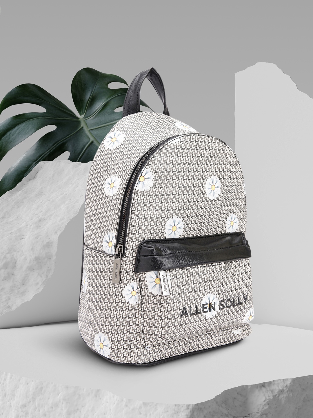 Allen Solly Women Brand Logo Printed Backpack, Black