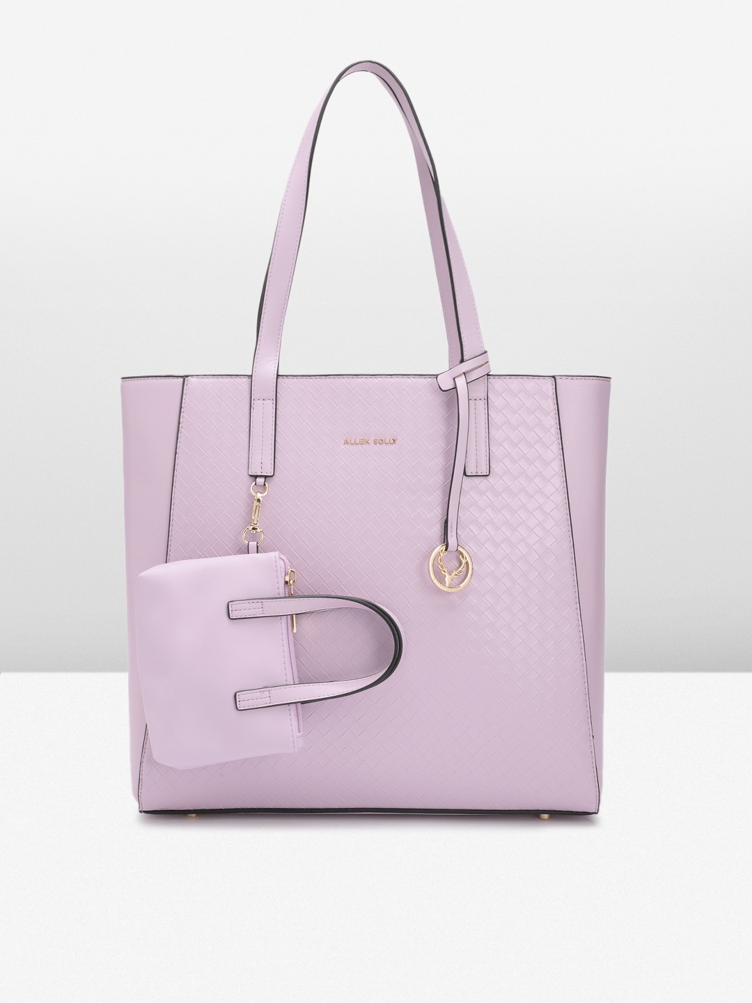 

Allen Solly Oversized Woven Design Structured Shoulder Bag with Pouch, Lavender