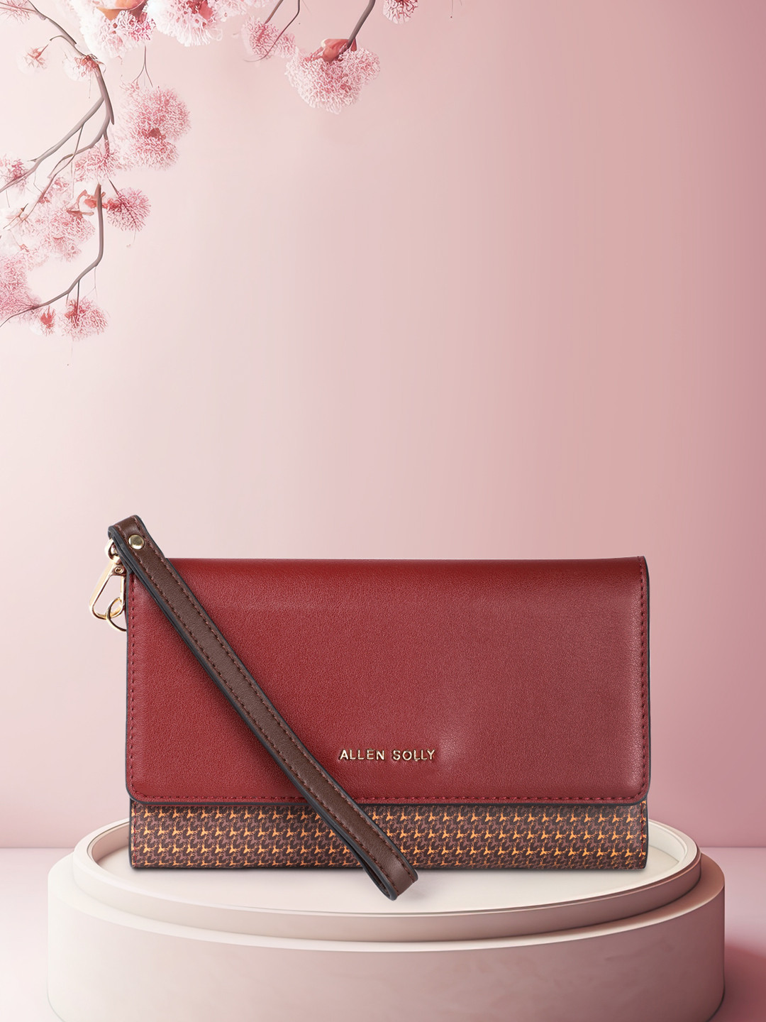

Allen Solly Women Brand Logo Printed Envelope Wallet, Maroon