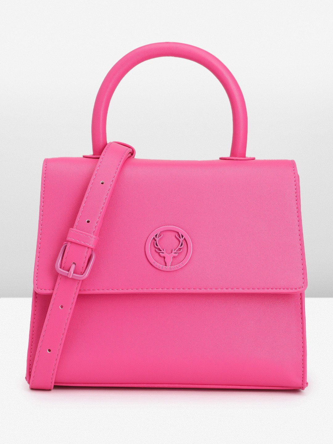 

Allen Solly Solid PU Structured Satchel, Pink