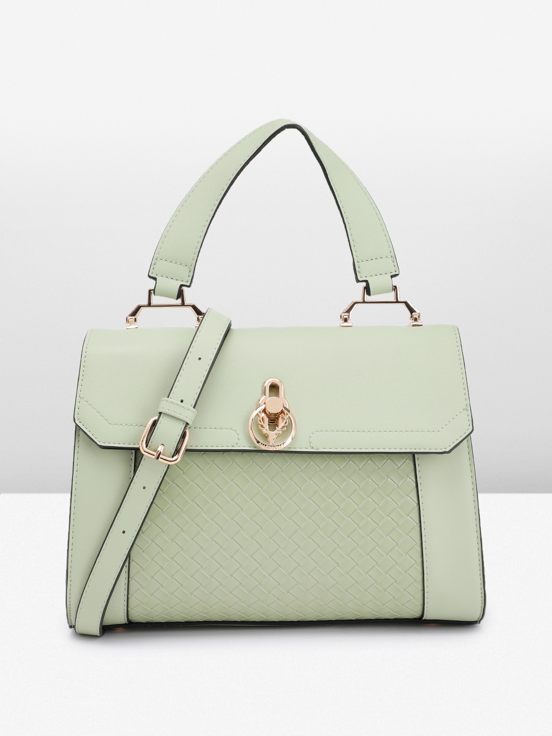 

Allen Solly Textured Structured Satchel, Green