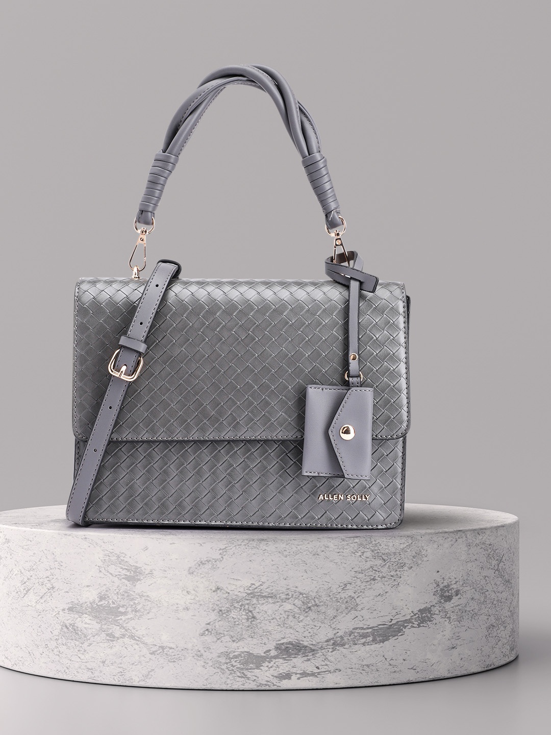 

Allen Solly Women Textured Satchel, Grey