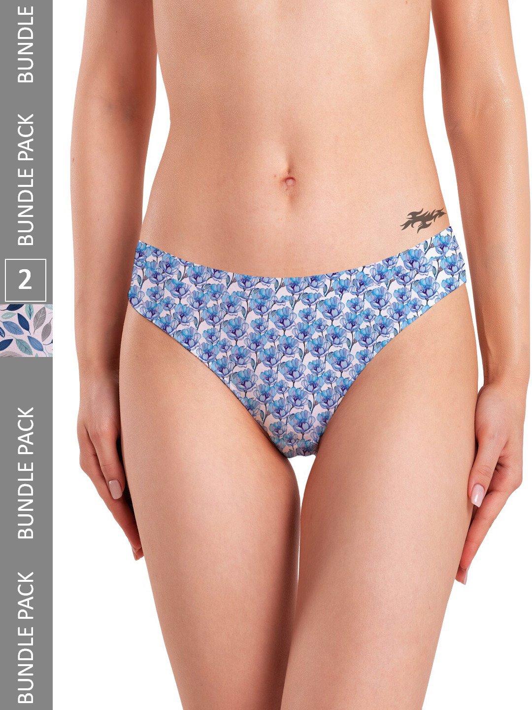 

mezmoda Women Pack Of 2 Printed Hipster Briefs, Blue