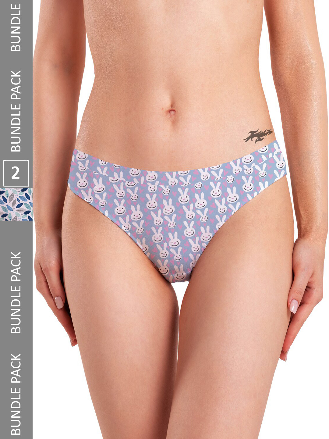 

mezmoda Women Pack Of 2 Printed Anti bacterial Hipster Briefs, Grey