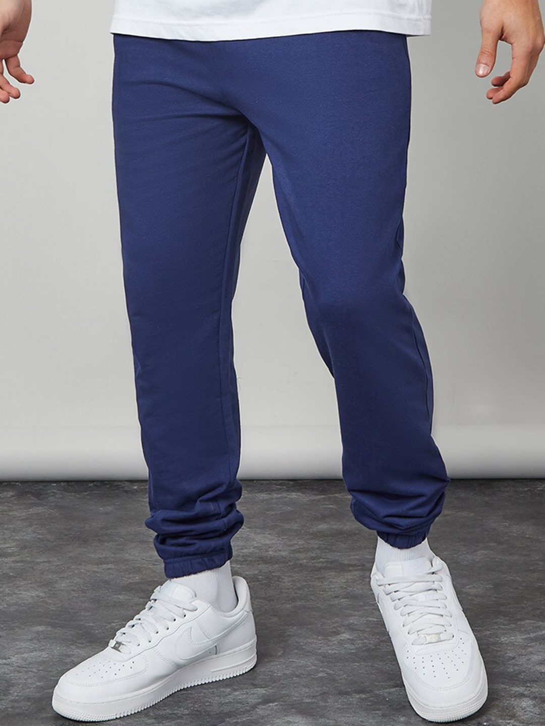 

Styli Men Slim Fit French Terry Jogger with Elasticated Cuffed, Blue