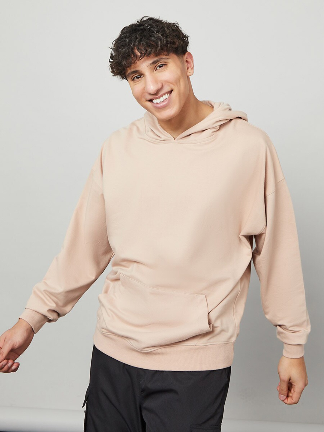 

Styli Men Hooded Cotton Sweatshirt, Beige