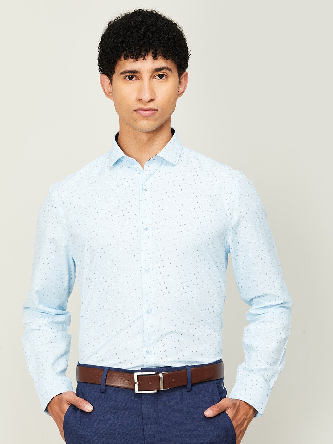 

CODE by Lifestyle Men Comfort Printed Casual Cotton Shirt, Blue