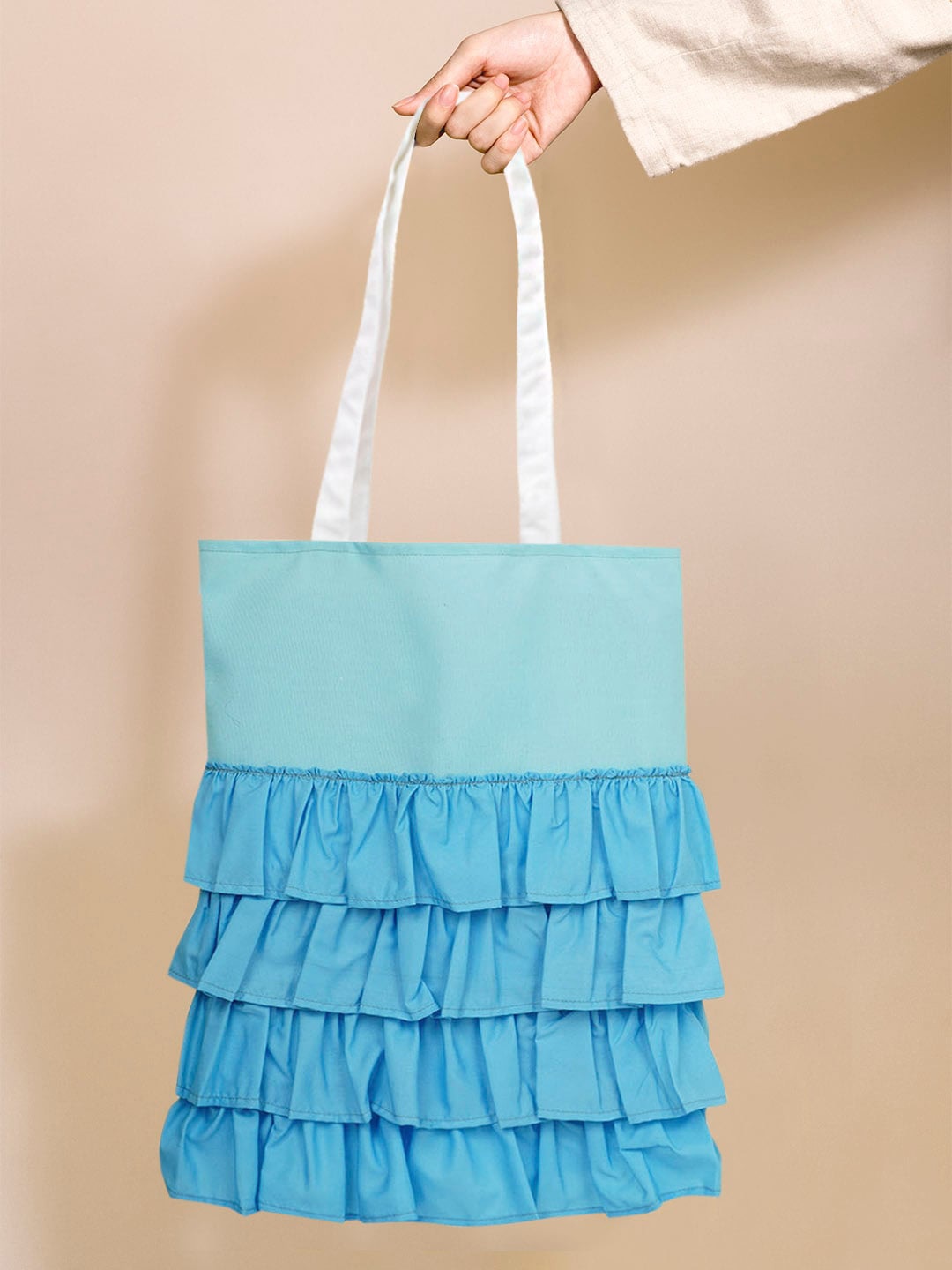 

Crazy Corner Oversized Ruffled Detailed Shopper Tote Bag, Blue