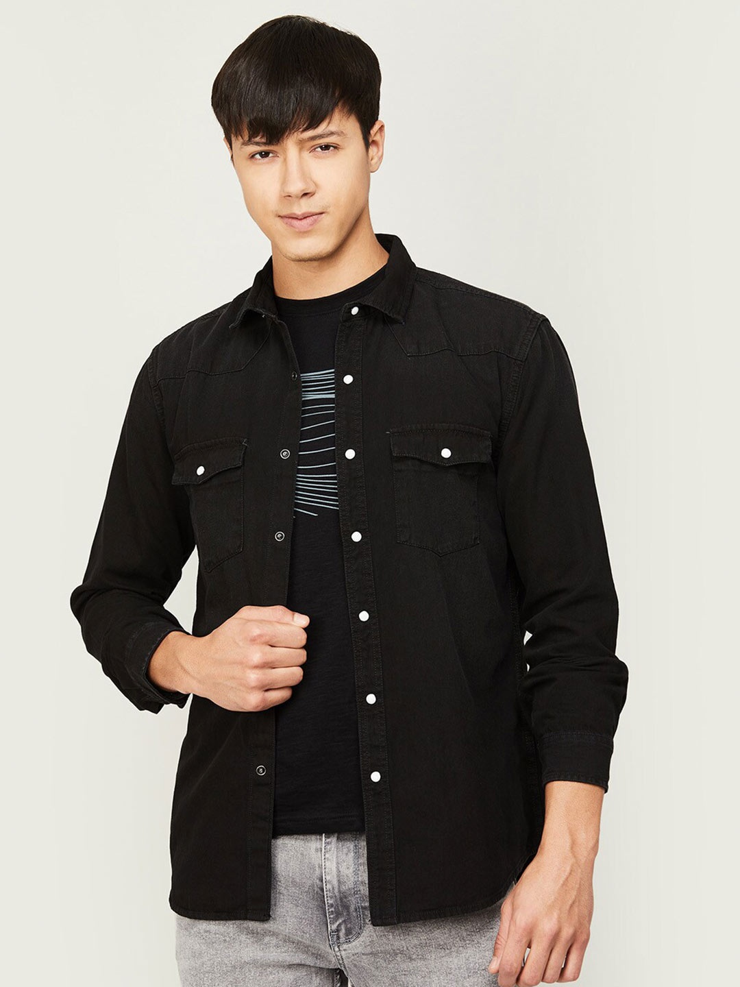 

Forca by Lifestyle Men Comfort Cotton Casual Shirt, Black