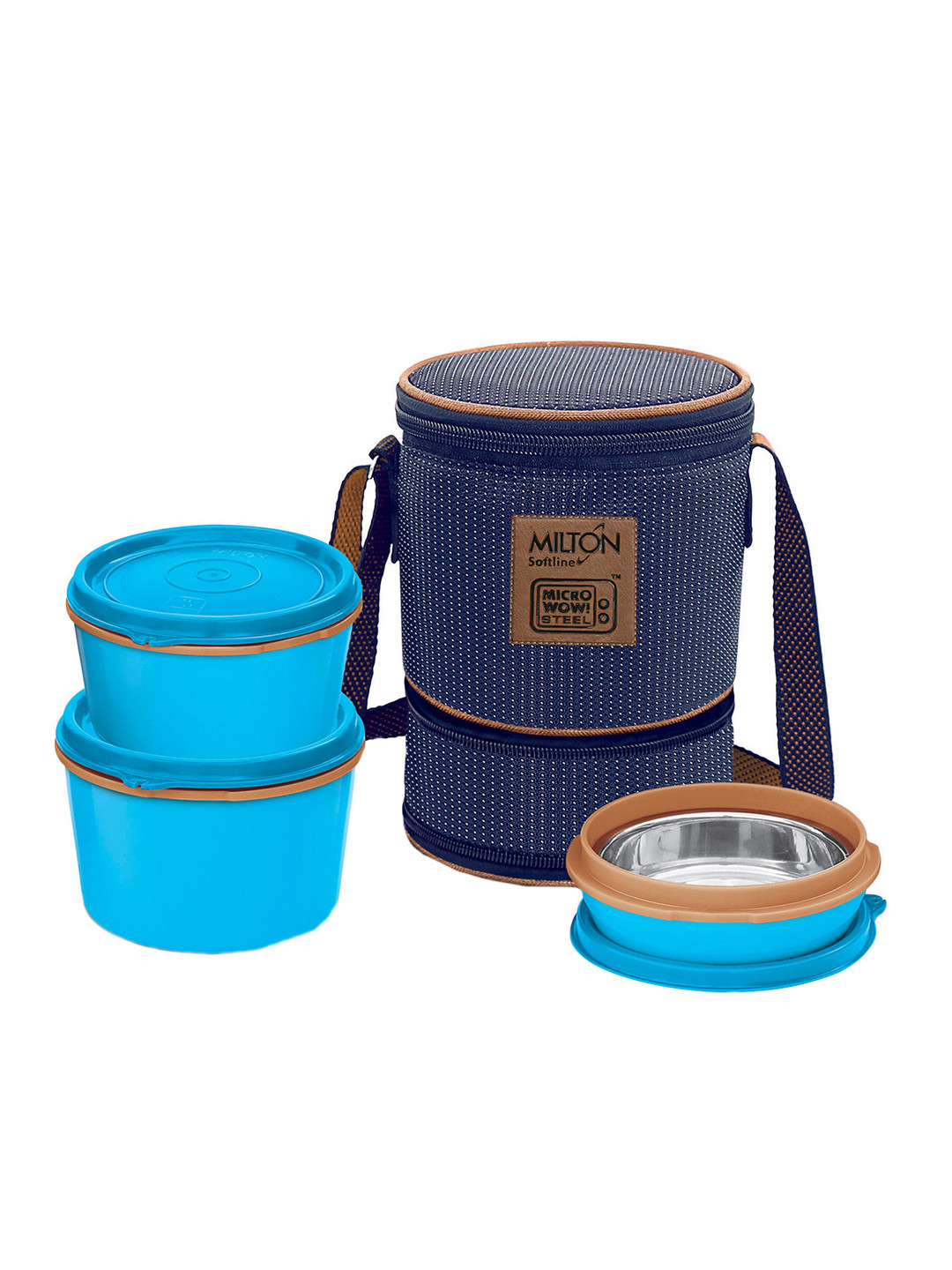 

Milton Flexi 2+1 Set Of 3 Blue Stainless Steel Lunch Box With Jacket 180 ML 320 ML 450 ML