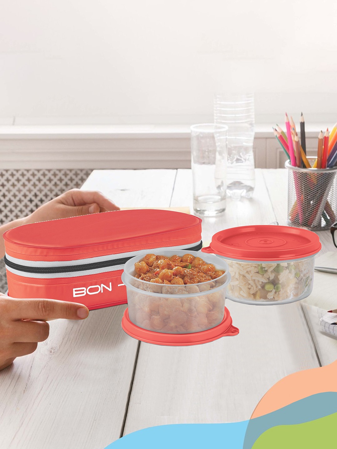 

Milton Bon Bon 2 Pieces Red Insulated Lunch Box 280 ml Each