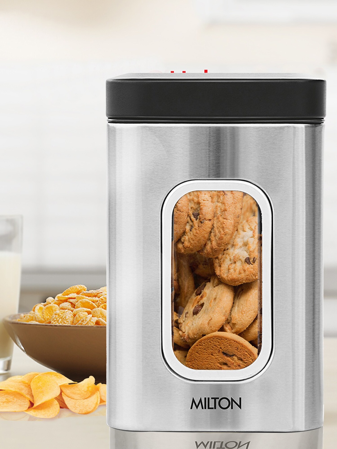 

Milton Steel Clear Silver-Toned Square Storage Jar 1.5 L