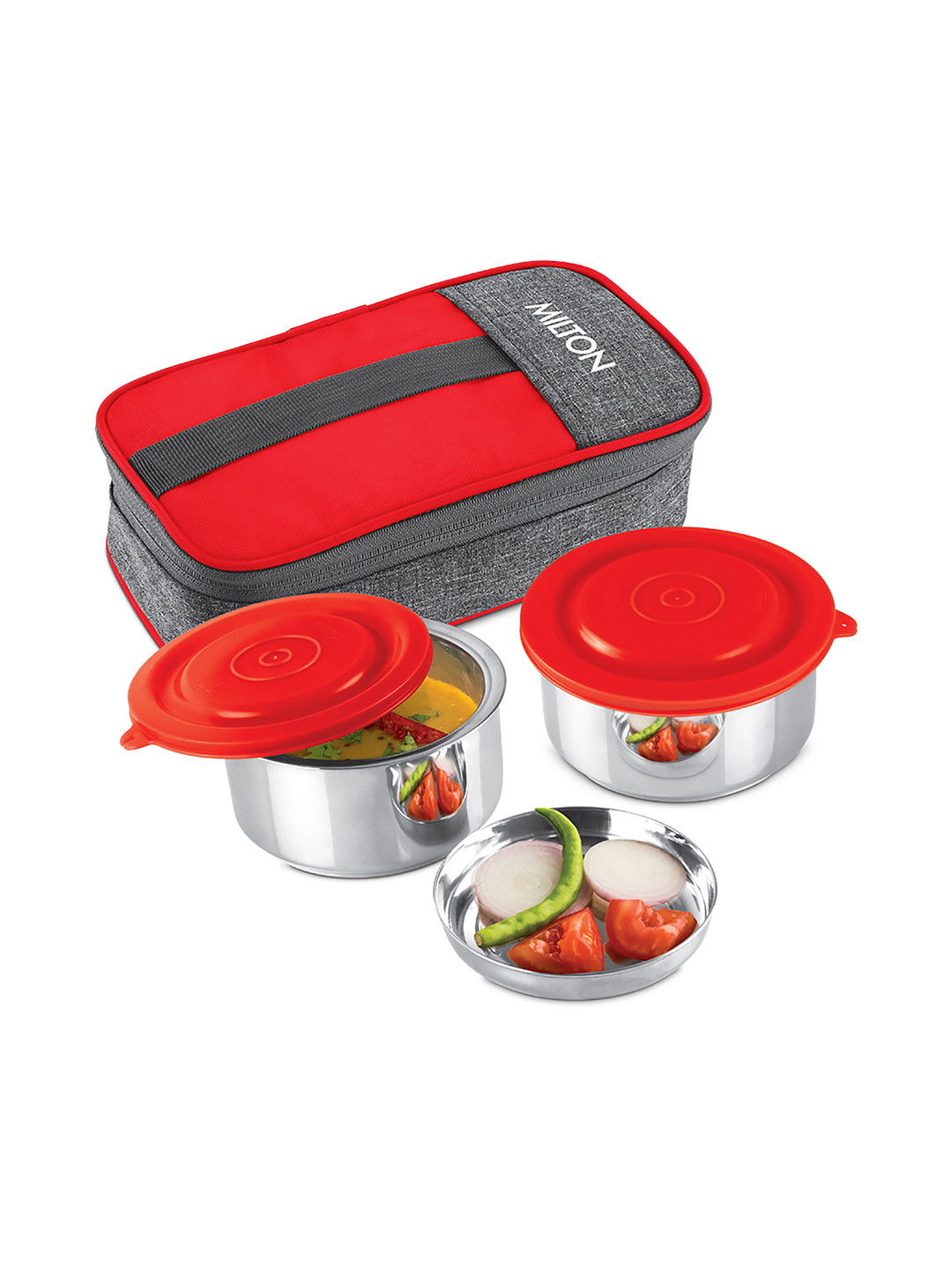 

Milton Pasto Set Of 2 Red Lunch Box 350 ml Each With Denim Jacket