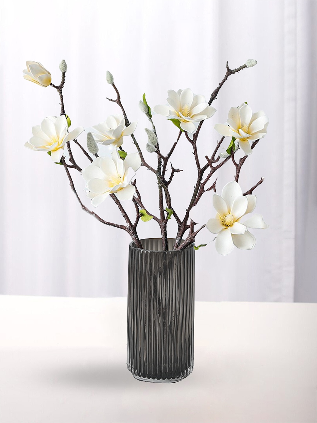 

Nestasia Grey Textured Durable Glass Tube Vase