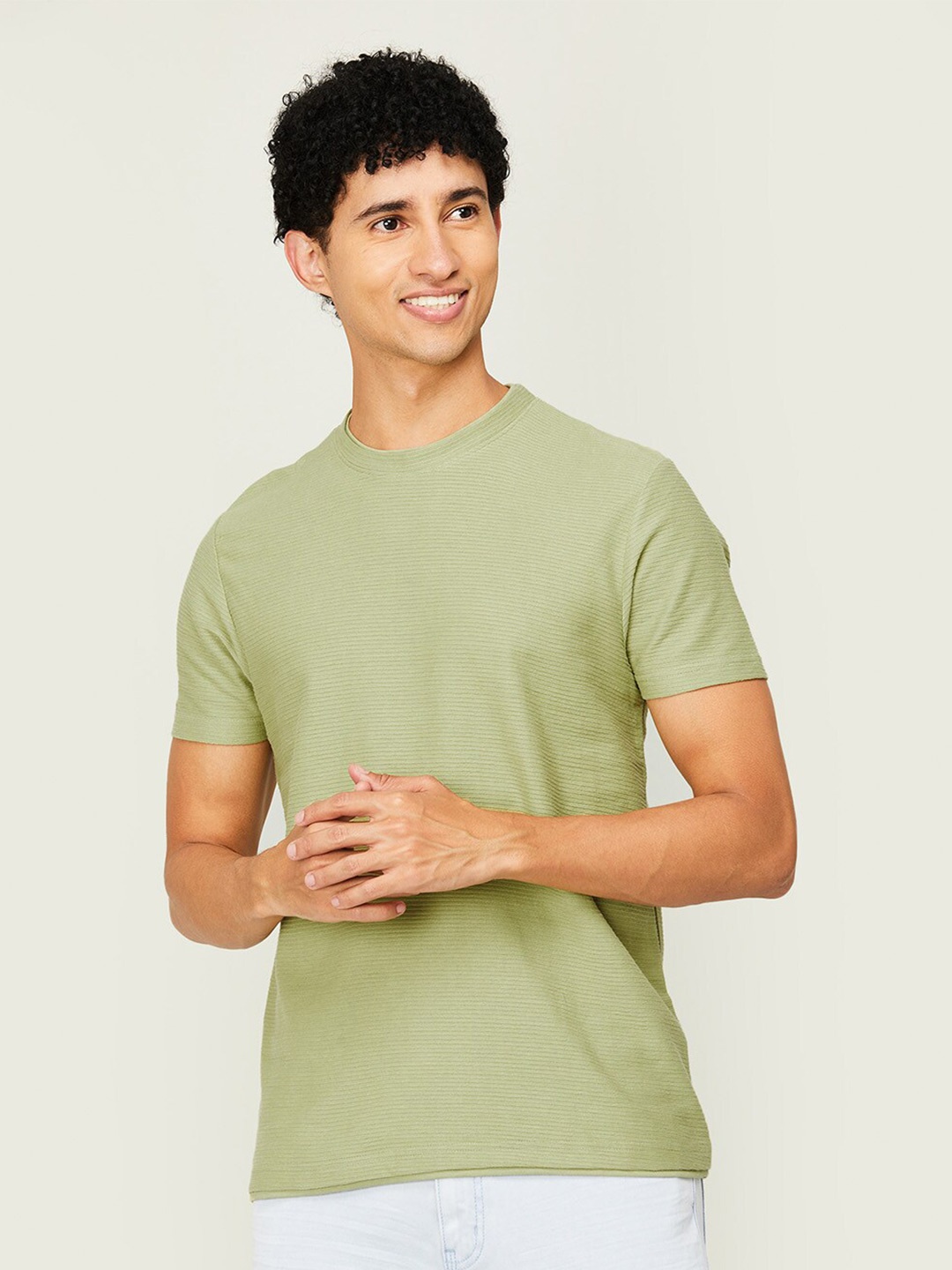 

Melange by Lifestyle Men Short Sleeve Cotton T-shirt, Green