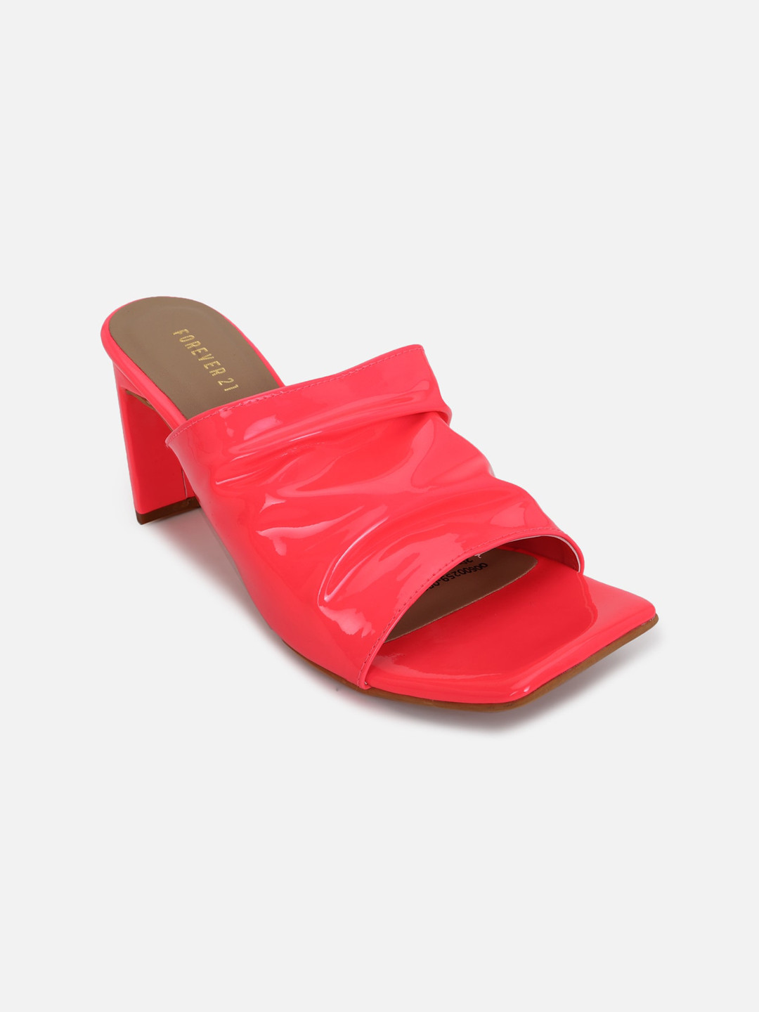 

FOREVER 21 Square Toe PU Block Mules, Pink