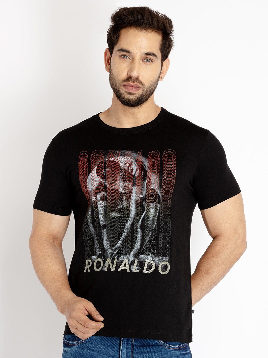 

Status Quo Men Graphic Printed Cotton T-shirt, Black