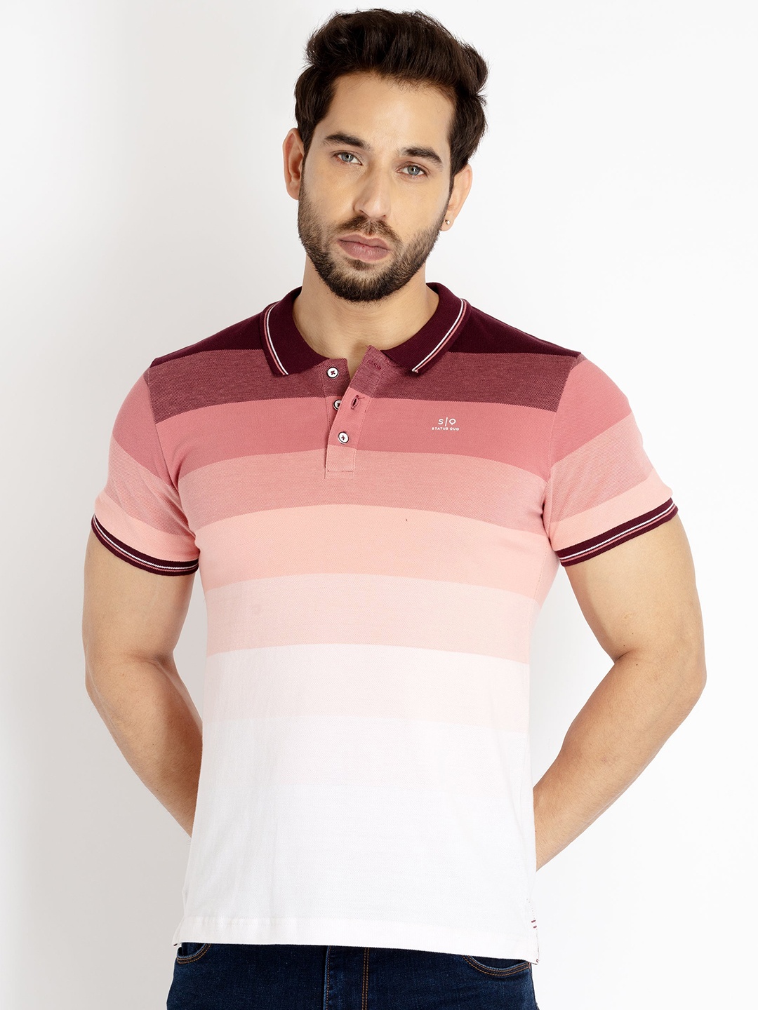 

Status Quo Men Colourblocked Polo Collar Cotton T-shirt, Maroon