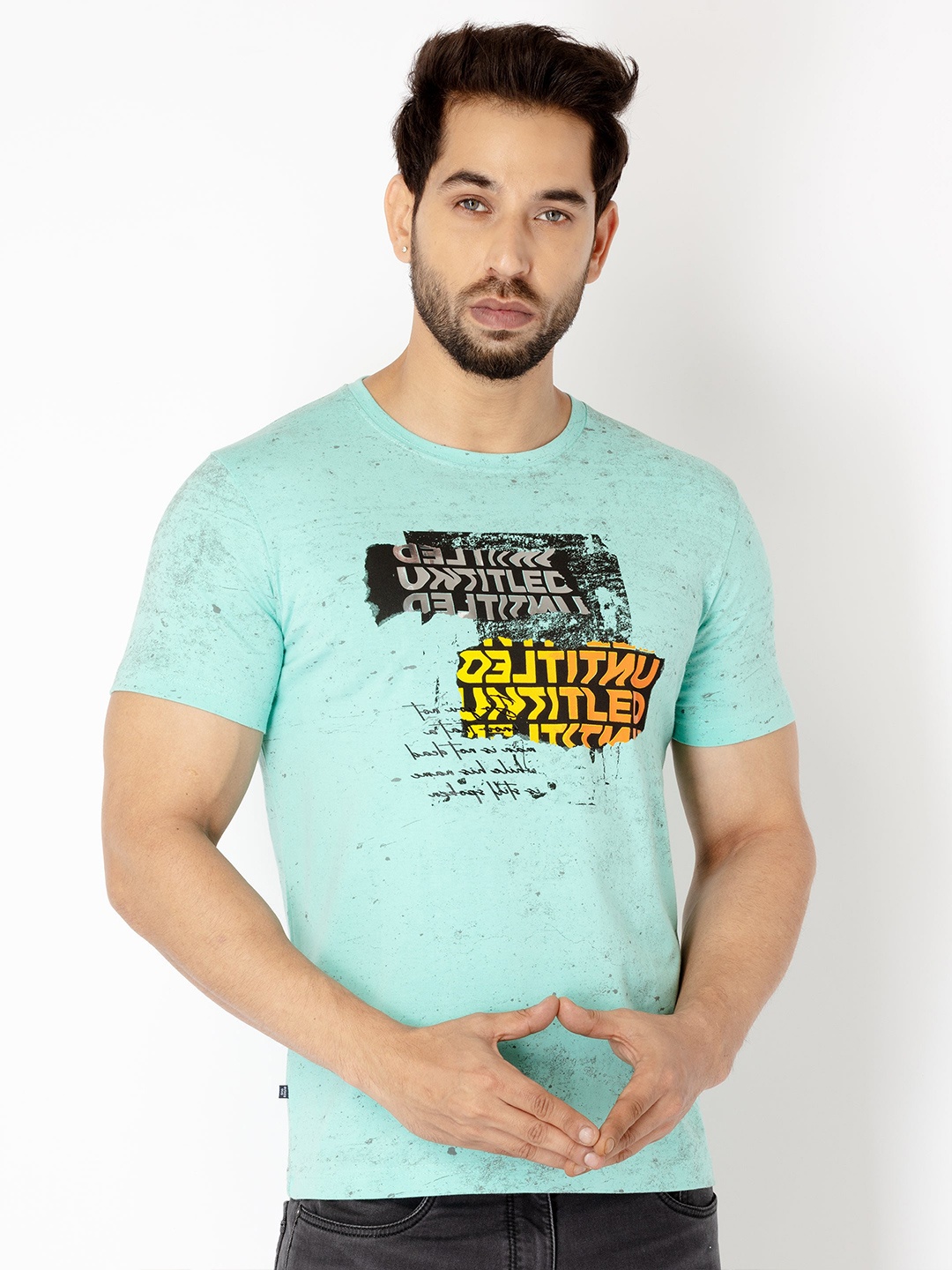 

Status Quo Men Typography Printed Cotton Slim Fit T-shirt, Blue