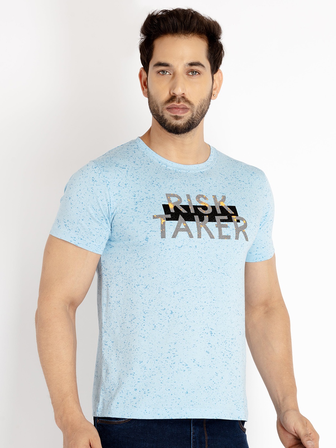 

Status Quo Men Printed Cotton T-shirt, Blue