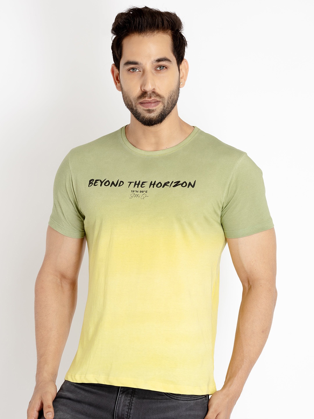 

Status Quo Men Plus Size Tie and Dye Cotton T-shirt, Green
