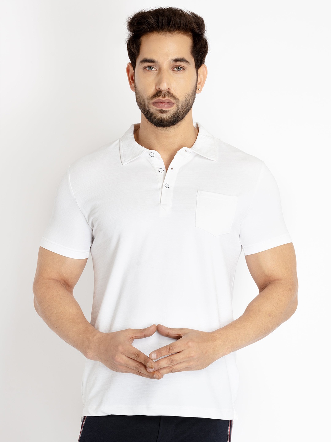 

Status Quo Men Polo Collar Cotton T-shirt, Off white